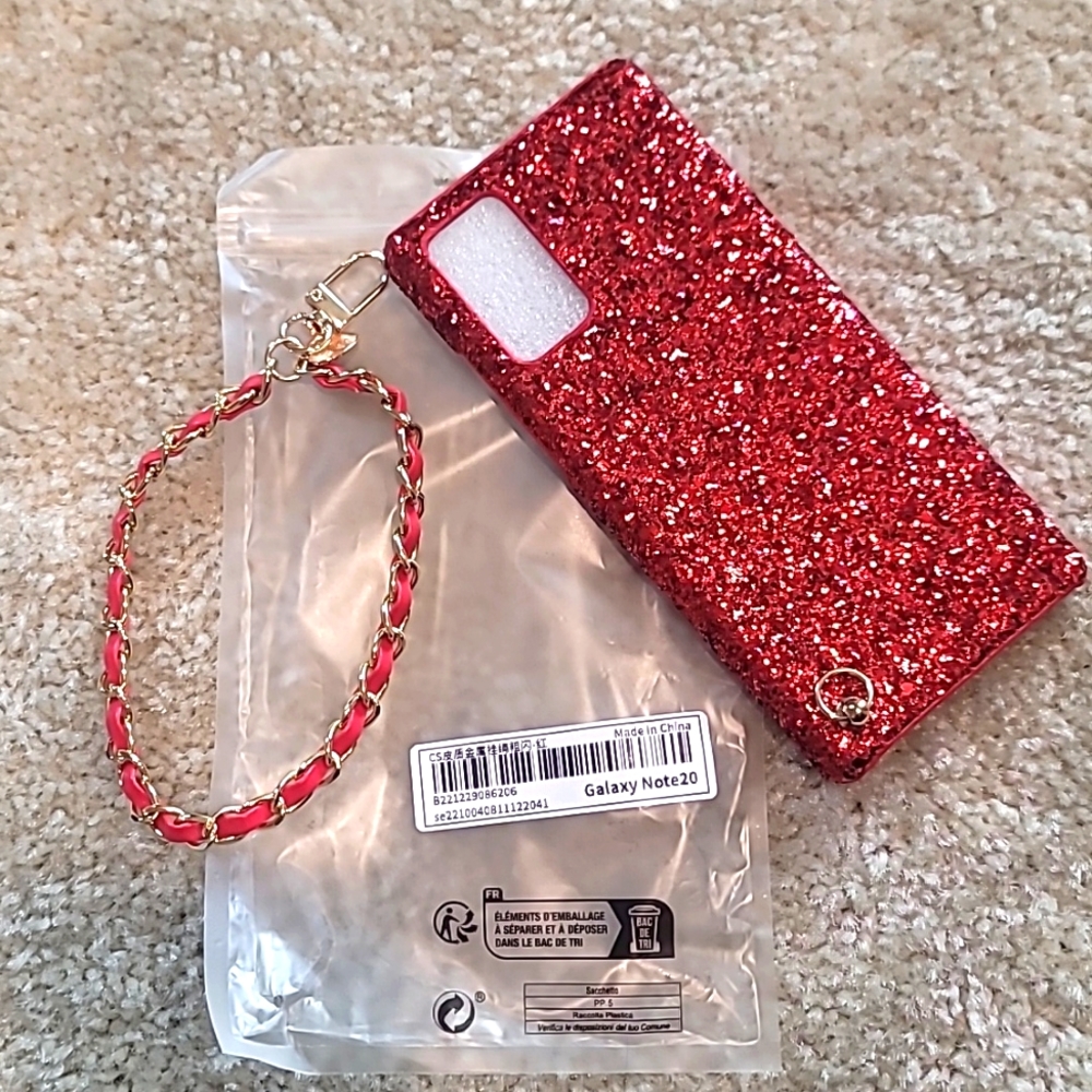 New Samsung galaxy note20 phone case red glitter